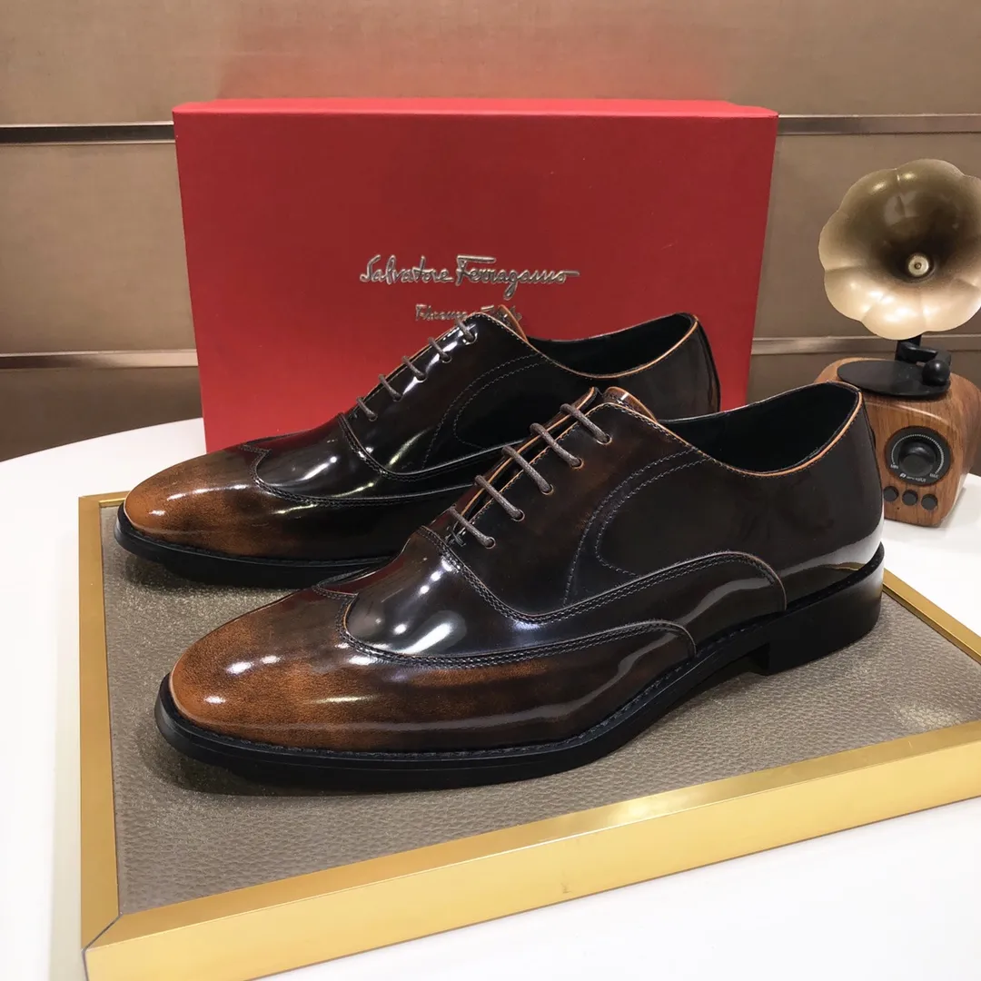 Men's shoes 💰540💰[Ferragamo/Ferragamo] (high-end Niuli) New 🍀 Ferragamo* - top version Ferragamo's classic formal leather shoes! Made of imported original cowhide, the inner top layer is comfortable cowhide lining! Original wear-resistant rubber outsole! High quality products! Code number 38-44!